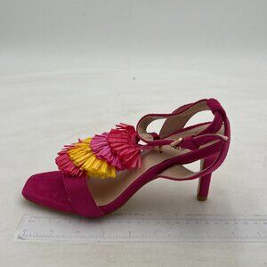 FSJ Pink Women's Fringe High Heel Sandals Open Toe Tassels Sandals Ladies Sandal